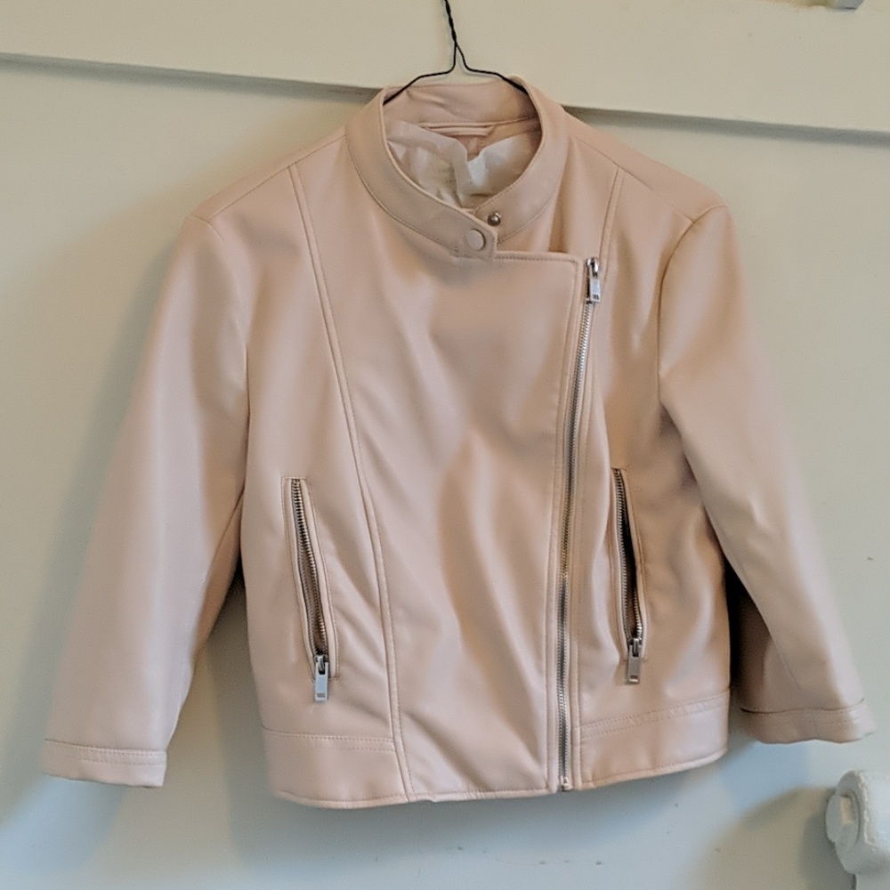 Zara blush vegan leather moto jacket